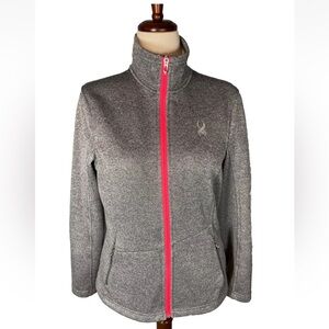 Spyder Core Sweater Women's Grey Full Zip Embroidered Jacket Size Large